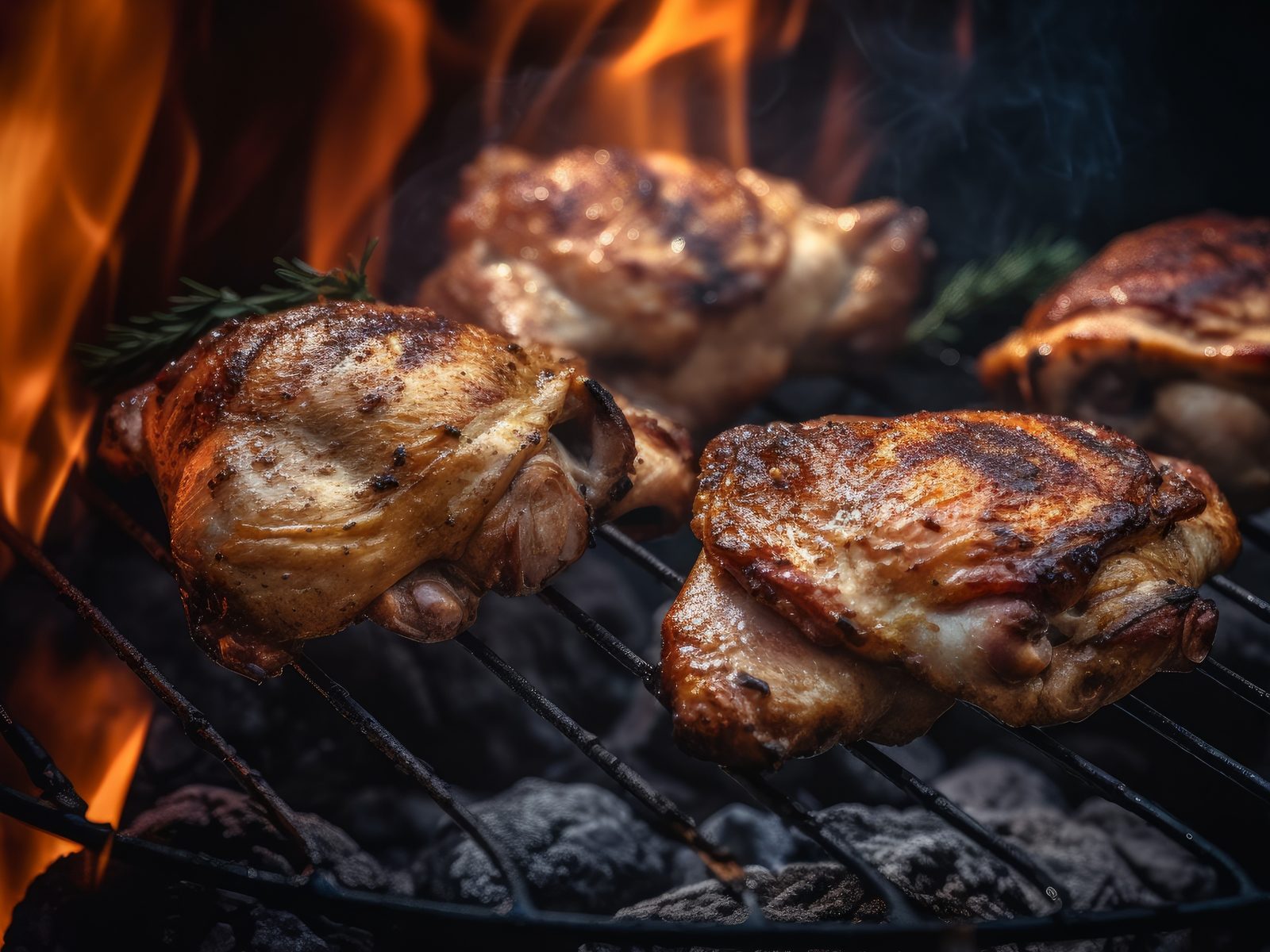 Pork chops over open flame